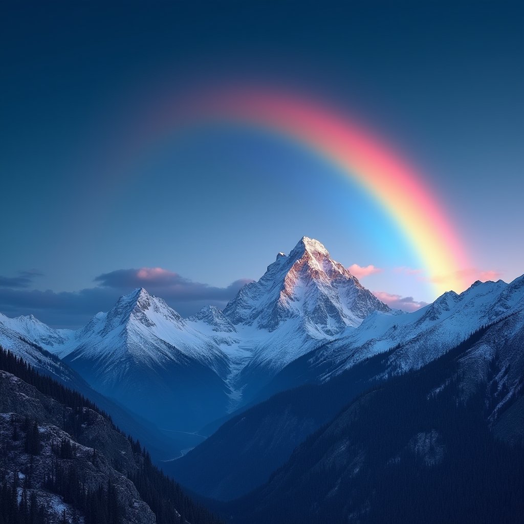 Fire Rainbow Over Peaks - Weather AI stock
