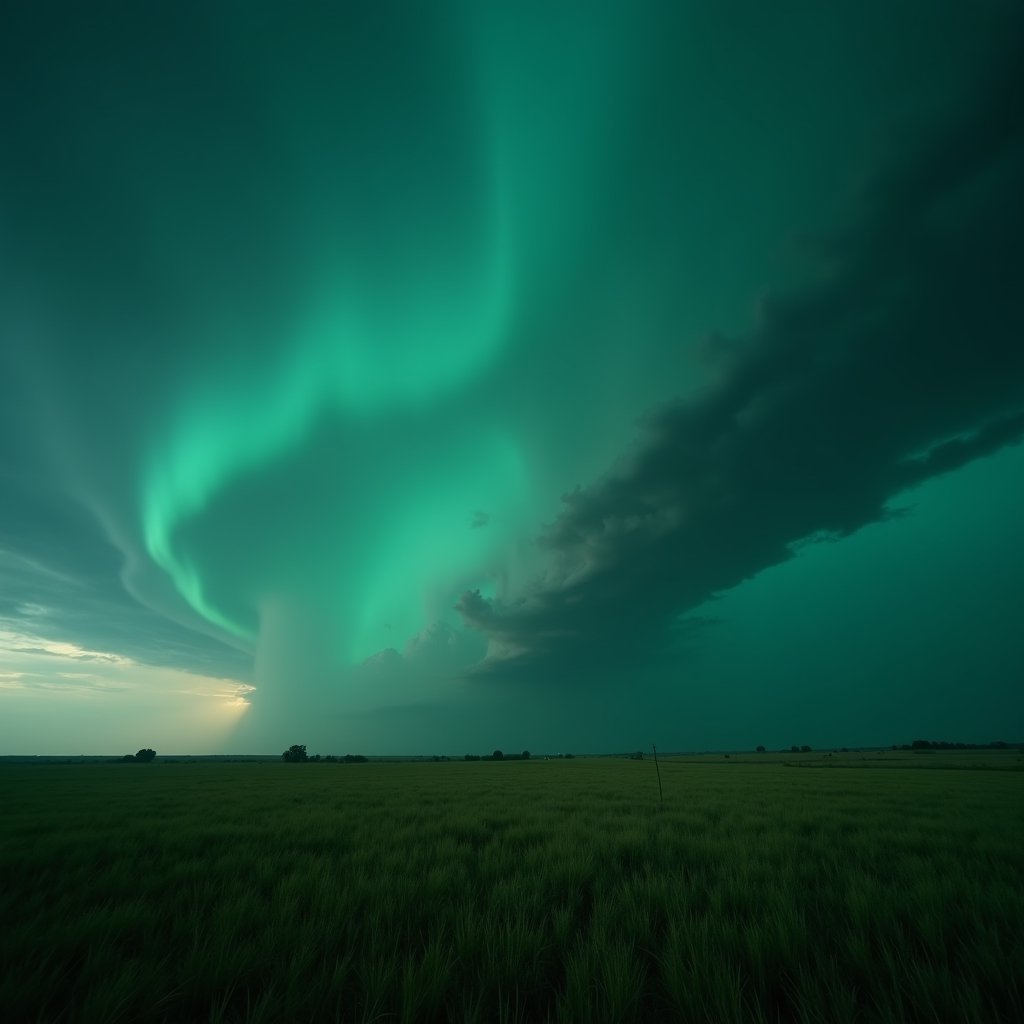 Green Funnel Over Prairie Grass - Weather AI stock