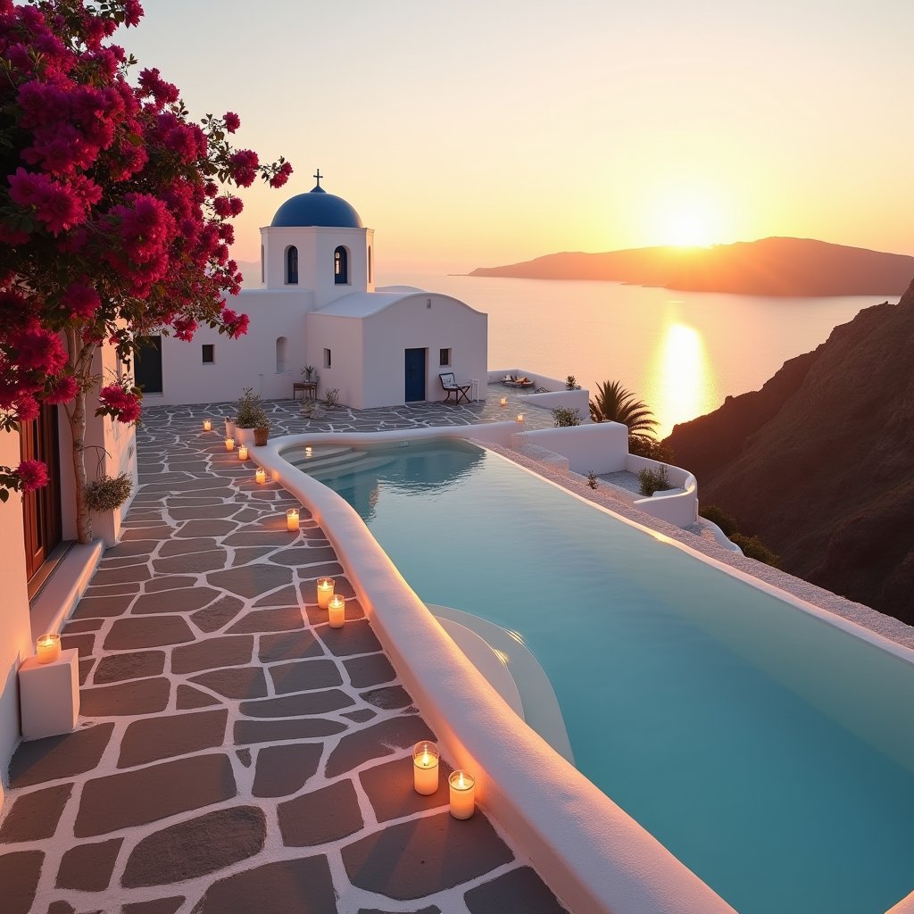 Santorini Golden Vows - Wedding & Events AI stock