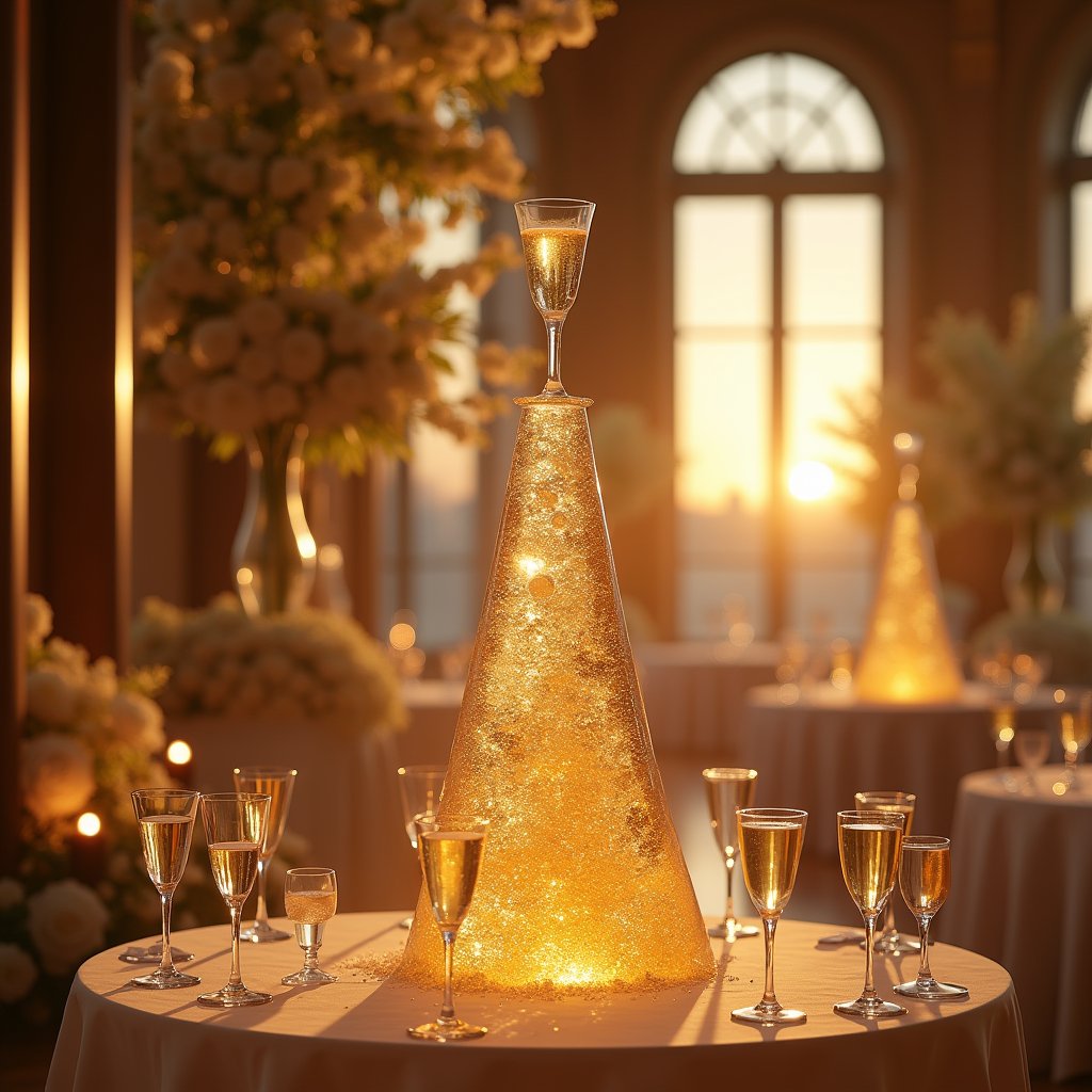 Golden Cascade on Crystal Rim - Wedding & Events AI stock