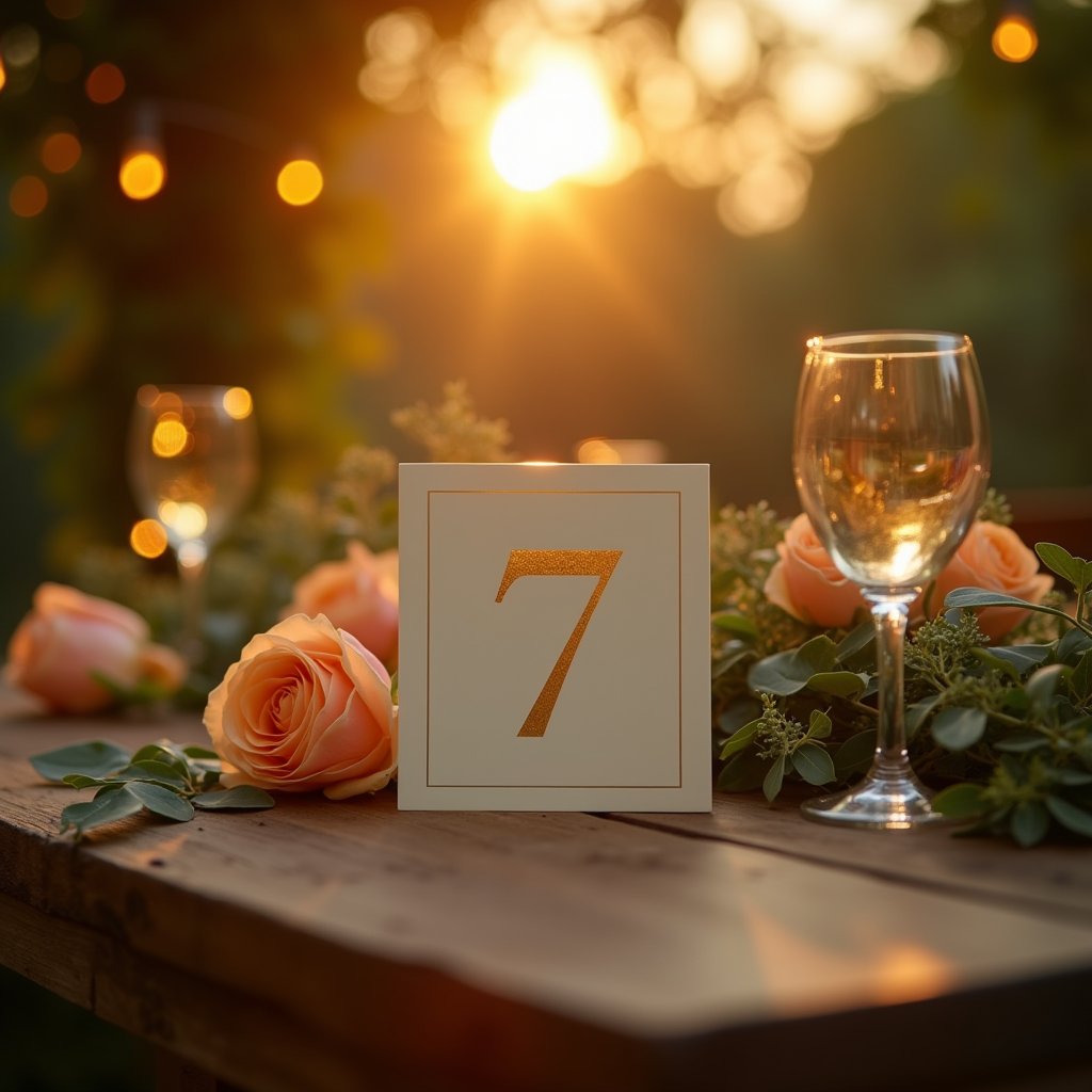Gilded Number in Rose Garden - Wedding & Events AI stock