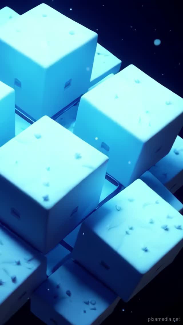 Snow on Floating White Cubes - Abstract AI stock