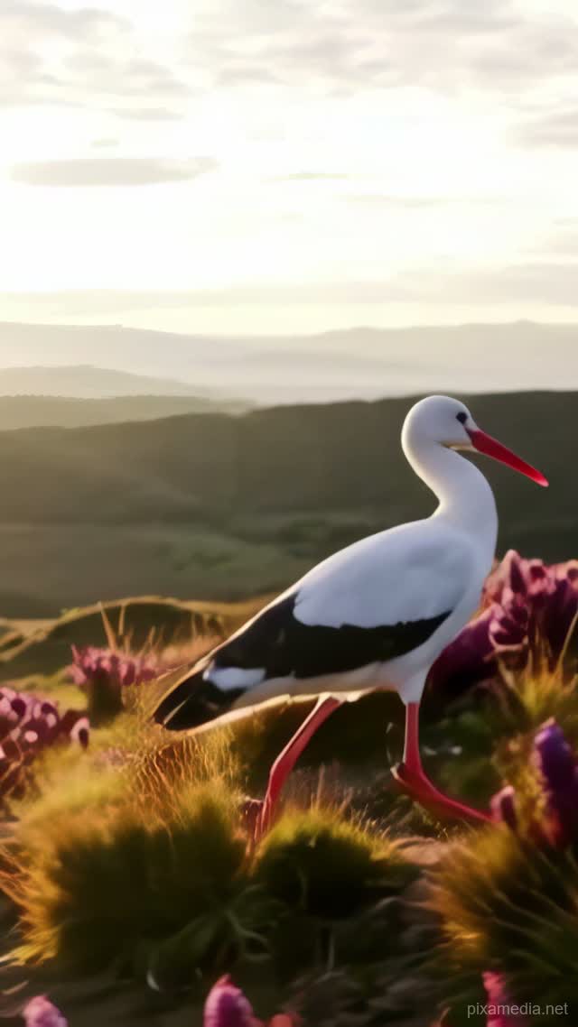 Stork in Highland Mist - Animal AI stock