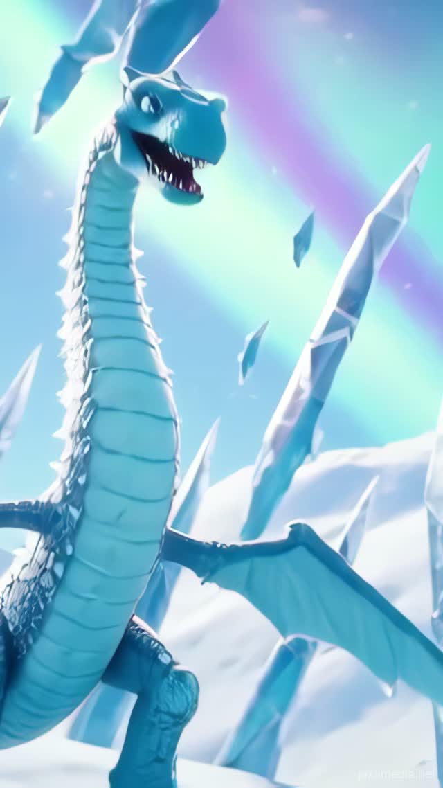 Frozen Tundra Ice Dragon - Animation AI stock