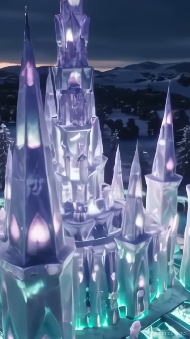 Crystalline Citadel of Frost - Animation AI stock
