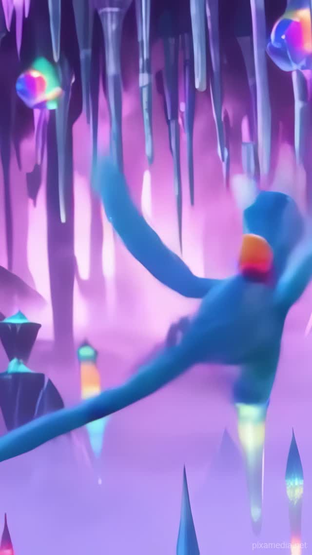 Dragon's Flight Through Crystal Abyss - Animation AI stock