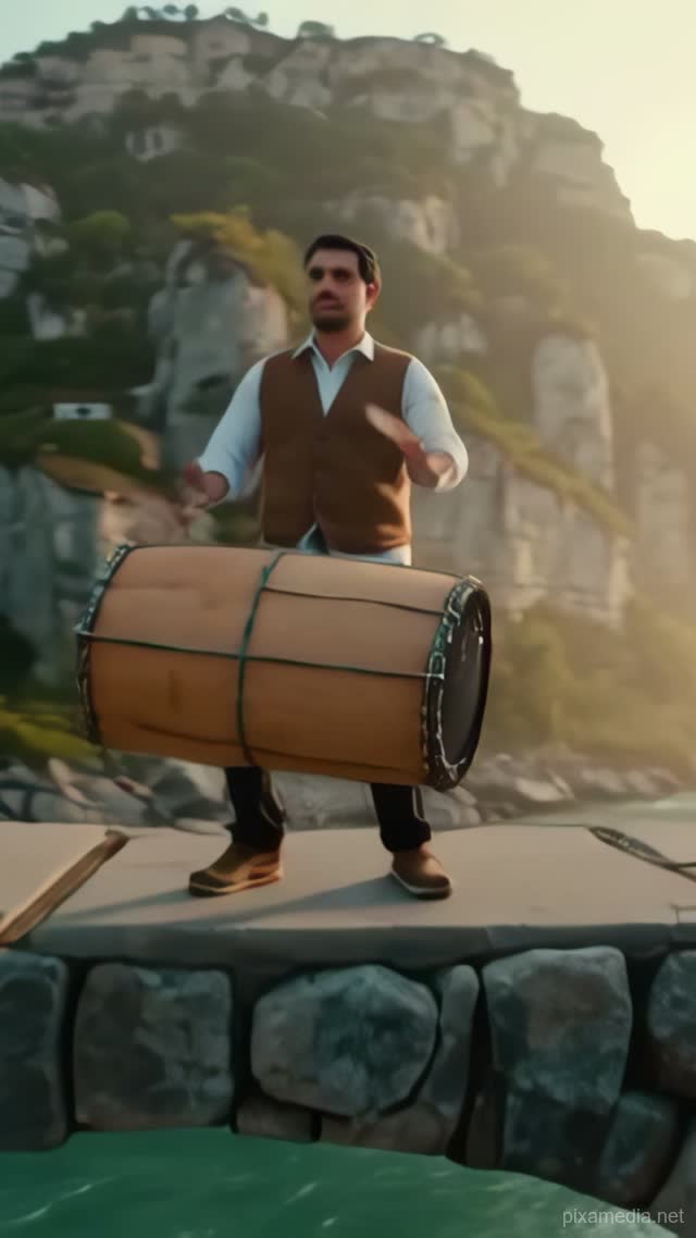 Drum Echoes Over Karst River - Balkans AI stock