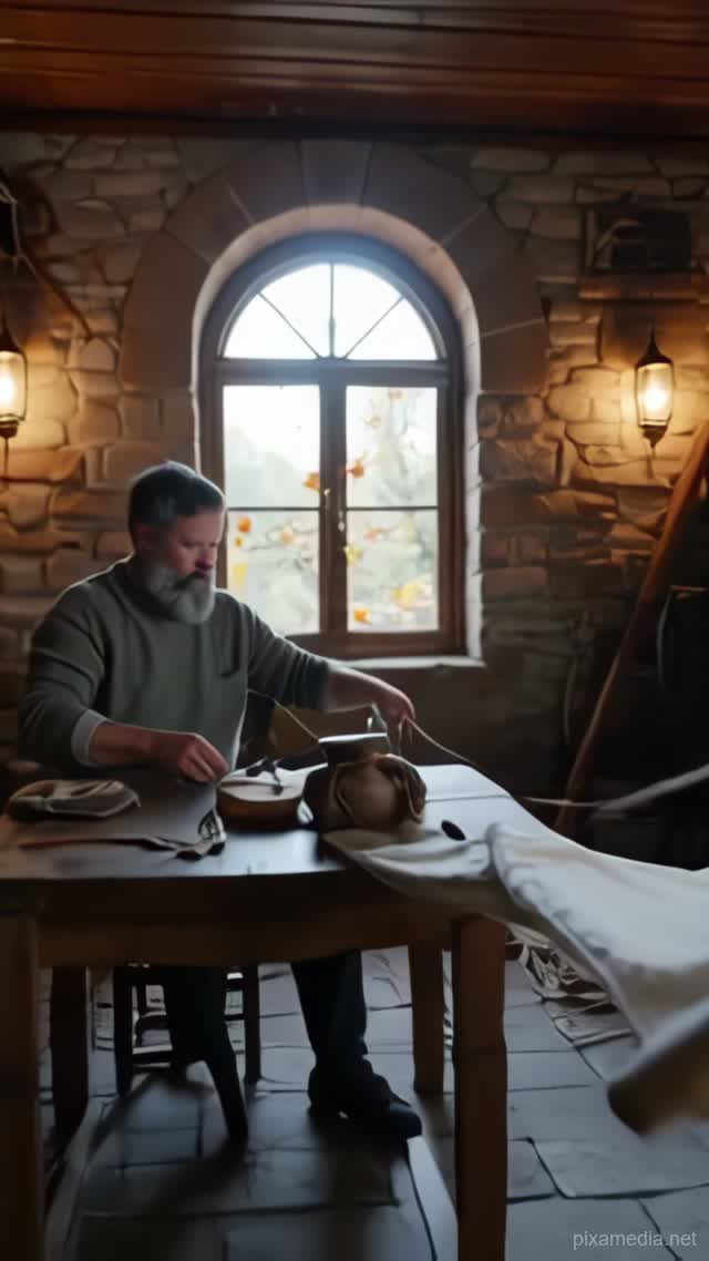 Waxed Thread Through Autumn Canvas - Crafts AI stock