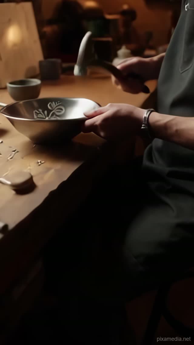 Silver Chased by Lamplight - Crafts AI stock