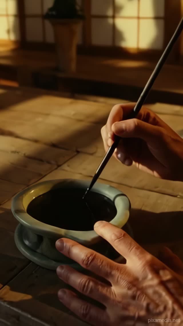 Ink Meets Wolf-Hair Tip - Crafts AI stock