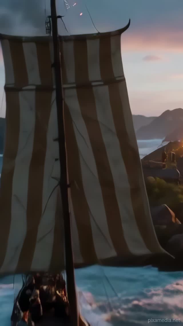 Viking Raid on Coastal Village - Games AI stock
