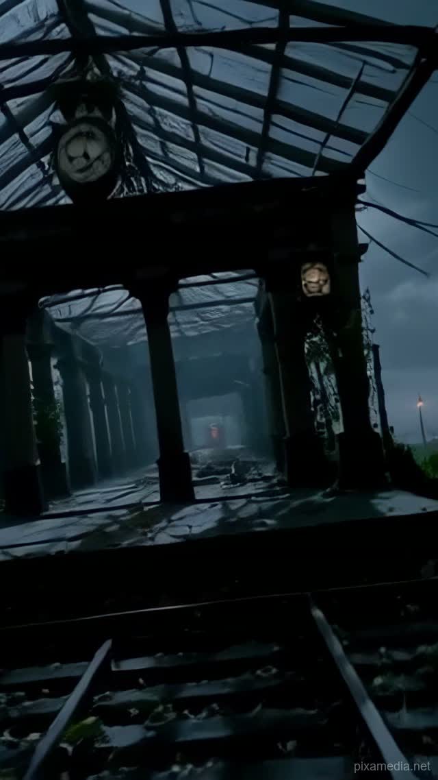 Midnight at the Forgotten Station - Horror AI stock