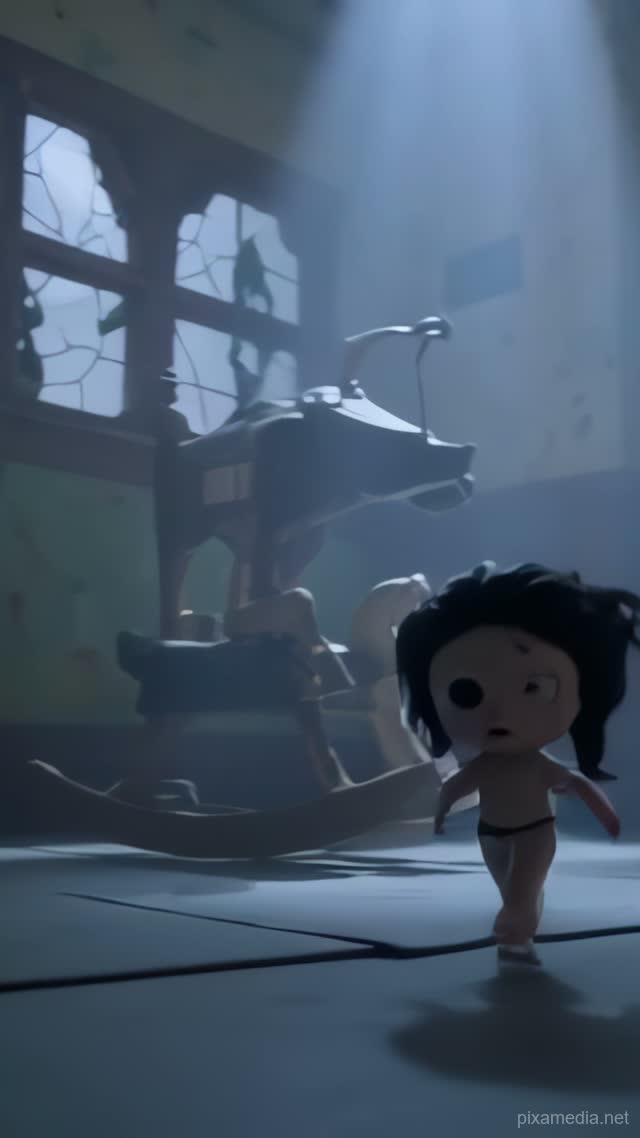 Porcelain Runner in Moonlit Nursery - Horror AI stock
