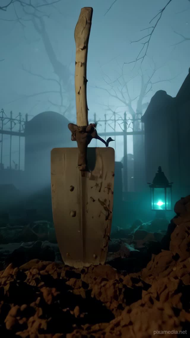 The Caretaker's Midnight Spade - Horror AI stock