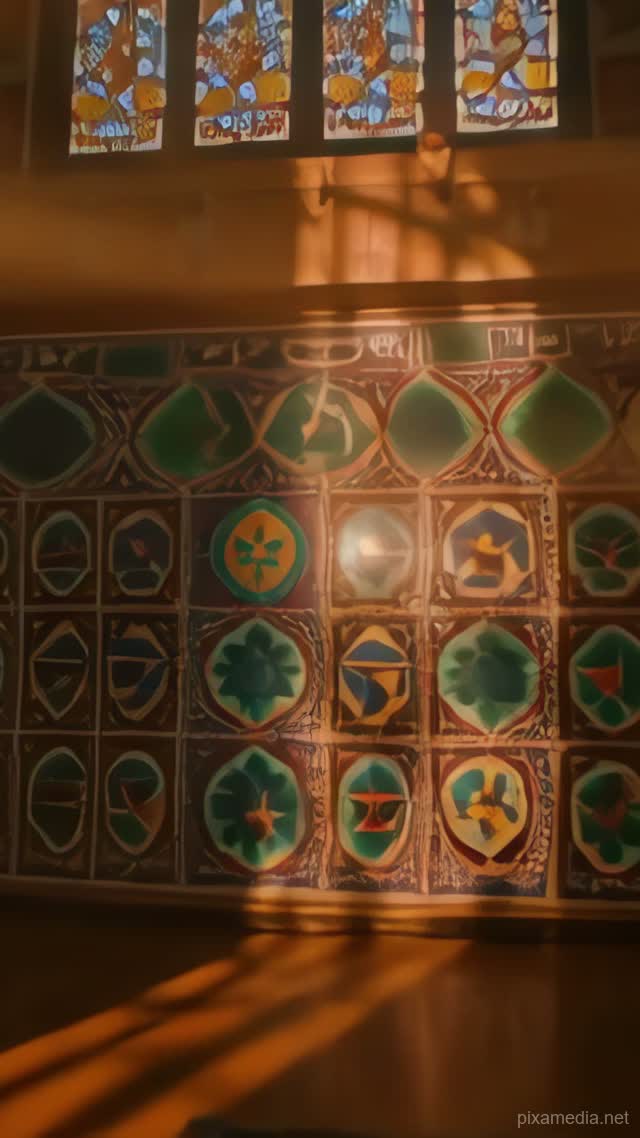 Iznik Tiles in Golden Light - Islamic AI stock