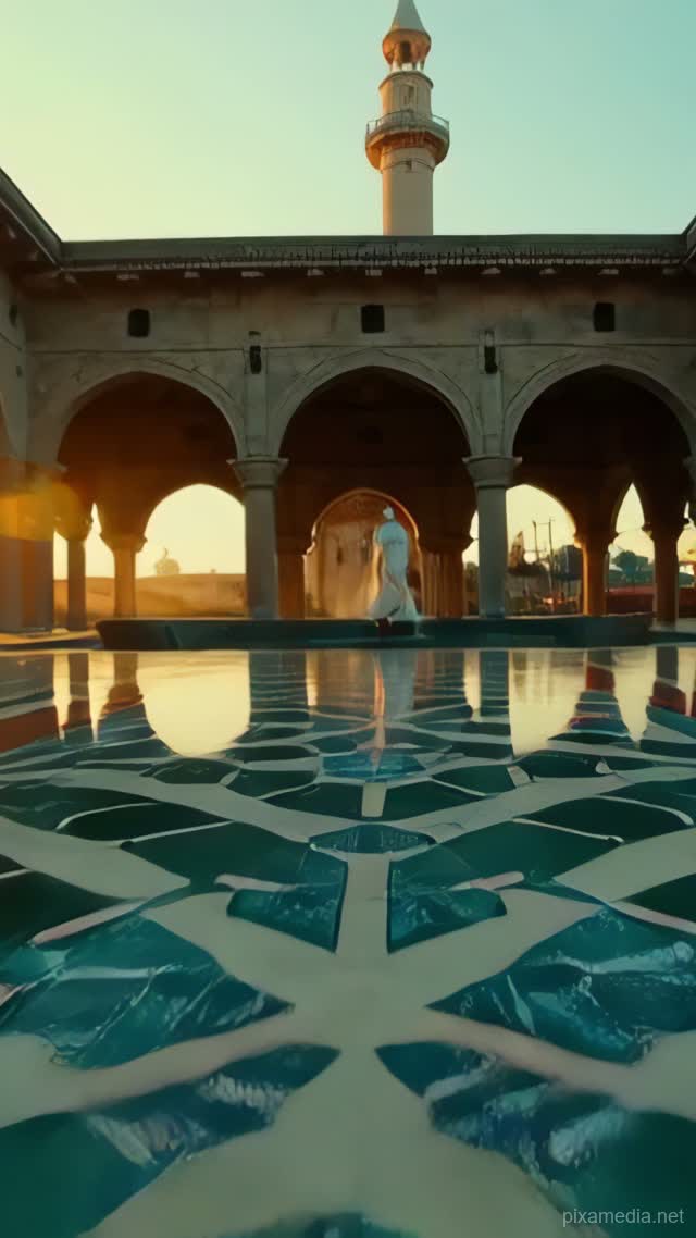 Zellige Reflections at Golden Hour - Islamic AI stock