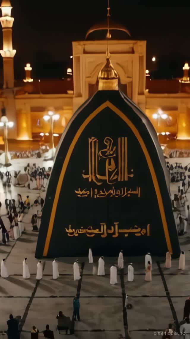 Sacred Tawaf Under Crescent Moon - Islamic AI stock