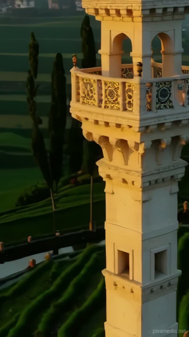 Minaret Above Emerald Terraces - Islamic AI stock