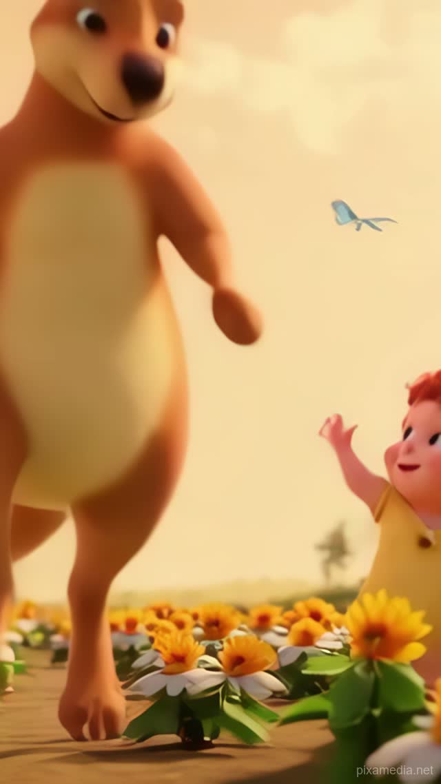 Kangaroo and Toddler Dance - Kids AI stock