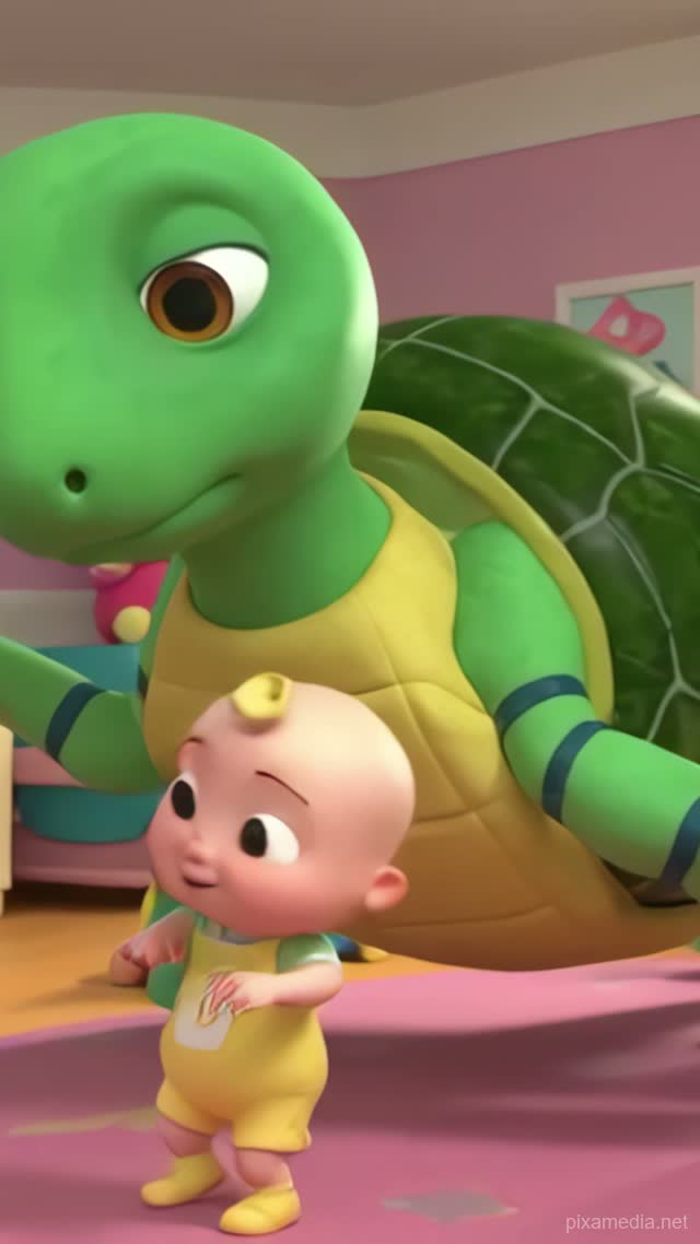 Turtle and Toddler Dance - Kids AI stock