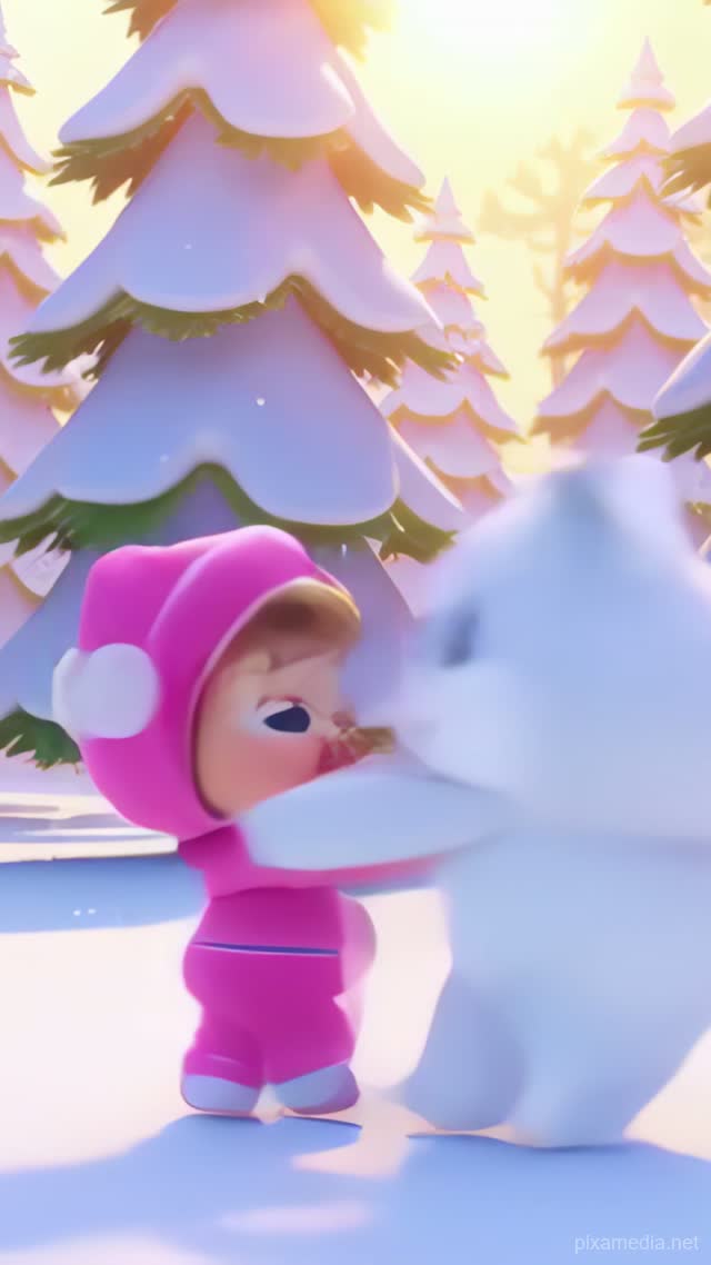 Snowy Dance with Kitty - Kids AI stock