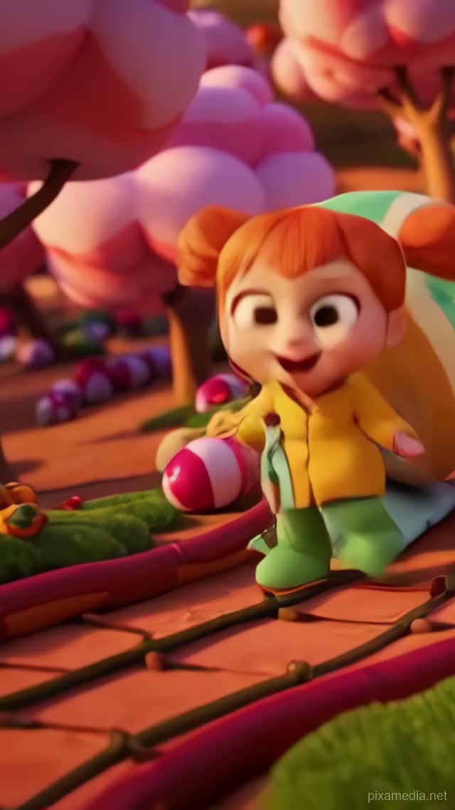 Pigtails and Snail Through Lollipop Grove - Kids AI stock