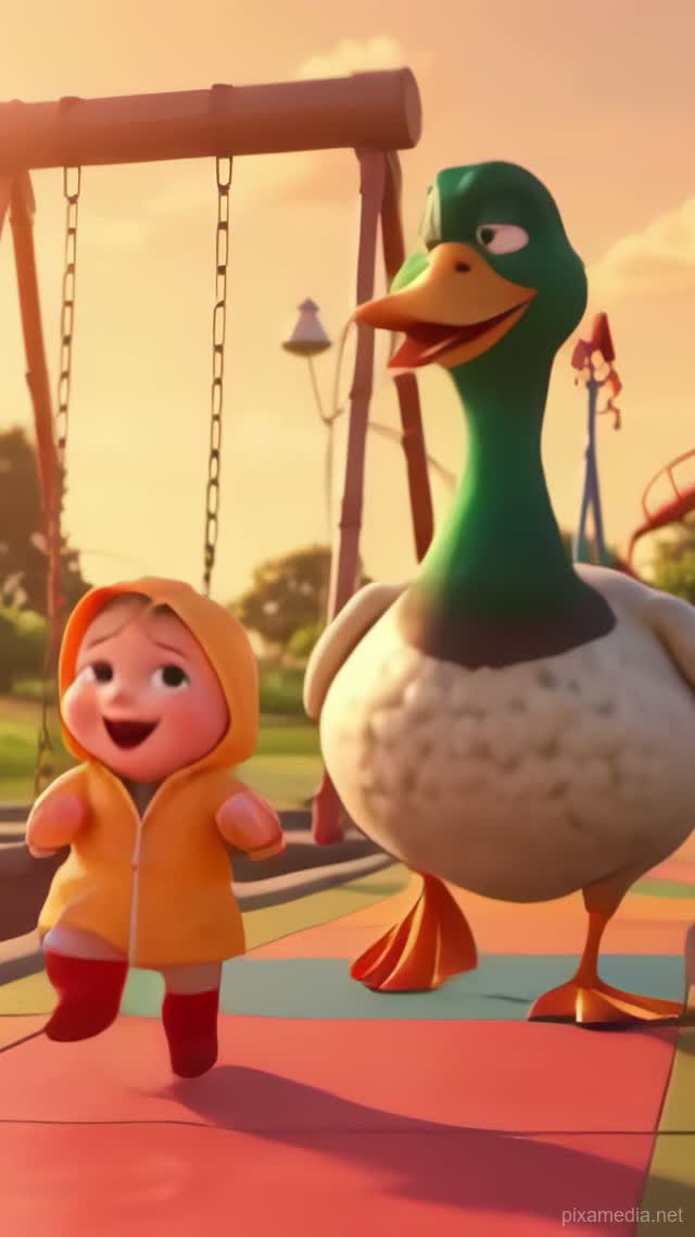 Ducklings Follow the Raincoat - Kids AI stock