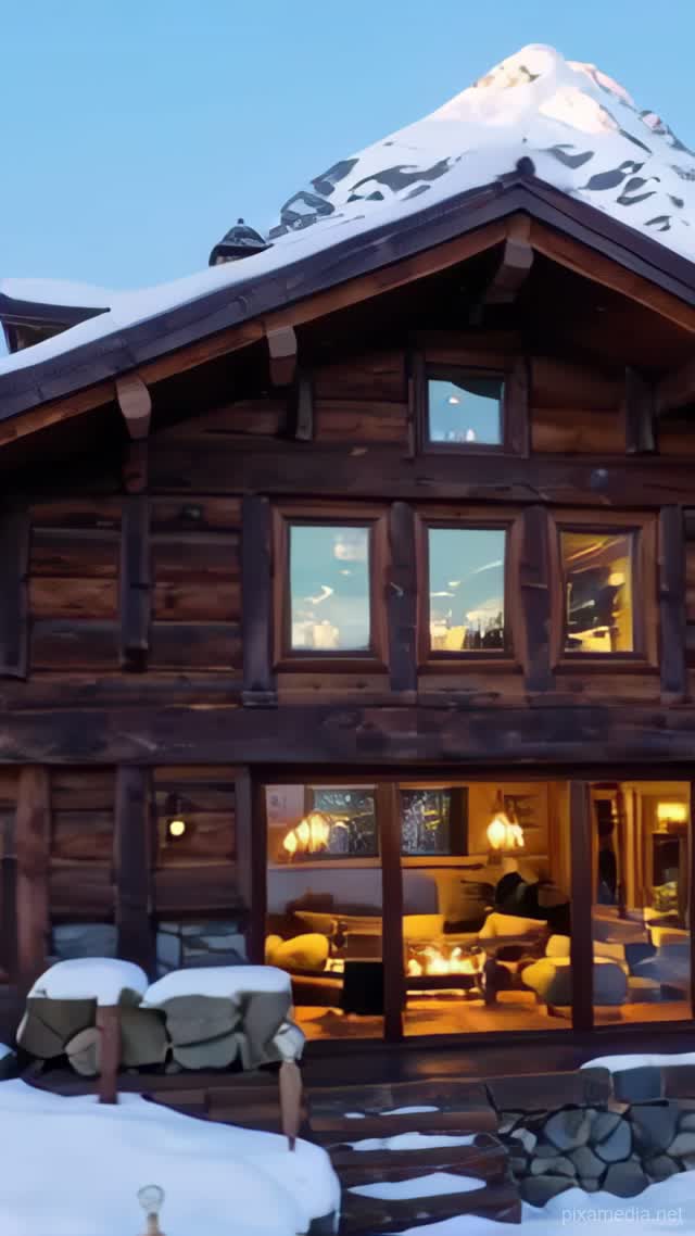 Alpine Chalet Twilight Majesty - Luxury AI stock
