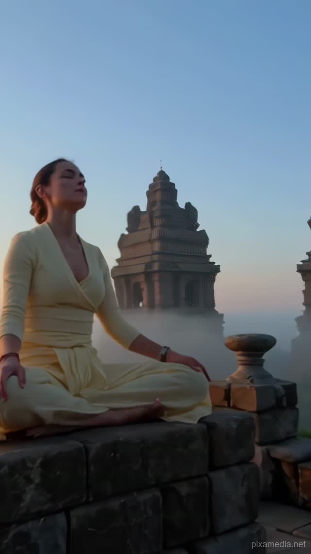 Sacred Stillness at Dawn - Meditation AI stock