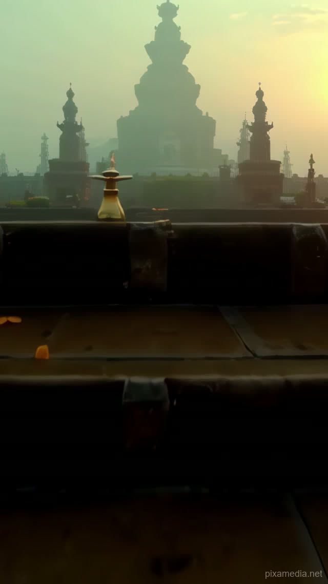 Ganges Ghats at Dawn - Meditation AI stock