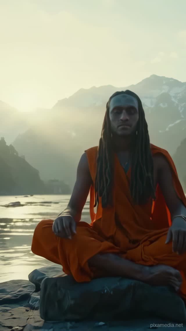 Silence by the Ganges - Meditation AI stock