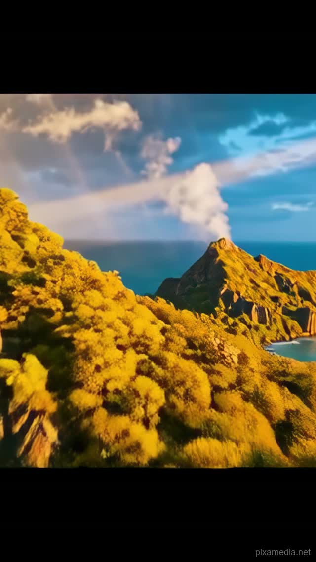Komodo's Golden Volcanic Autumn - Nature AI stock