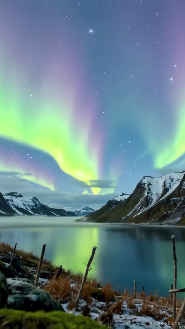Aurora Over Silent Fjord - Nature AI stock
