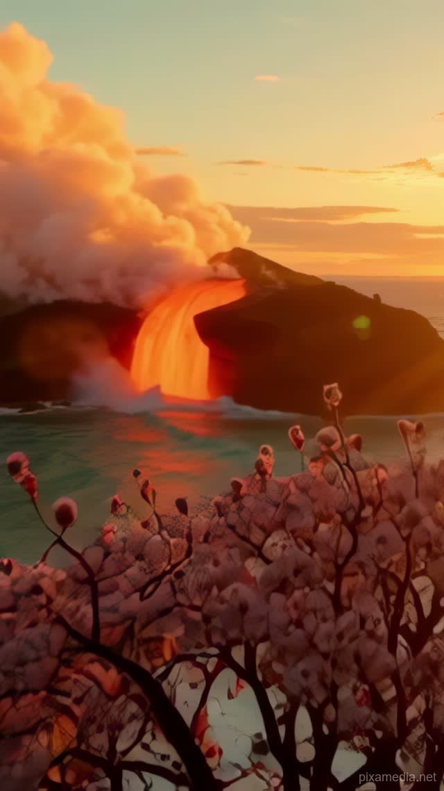 Ember Tide Blossoms - Nature AI stock