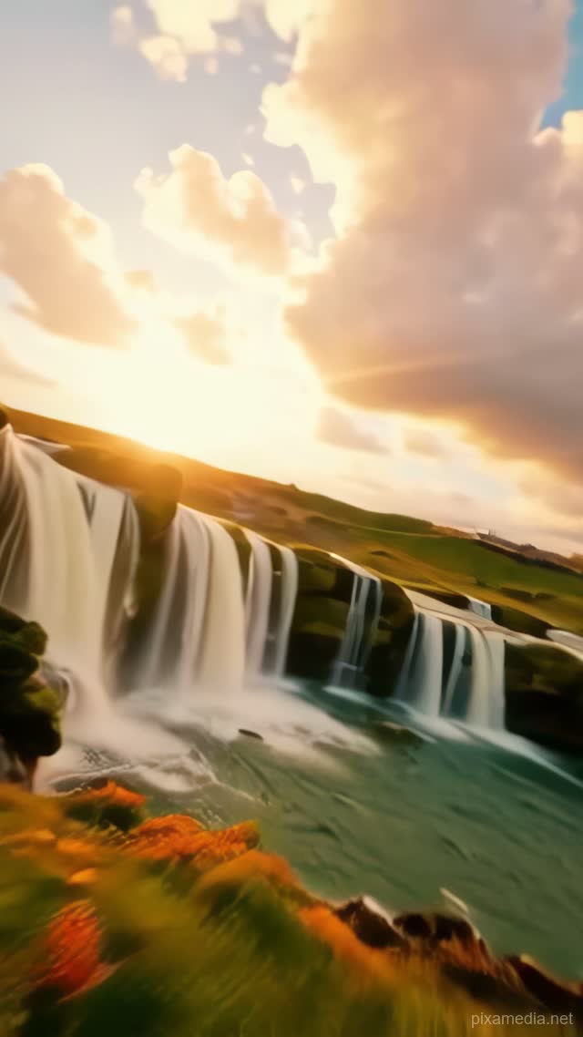 Plitvice Cascades in Bloom - Nature AI stock