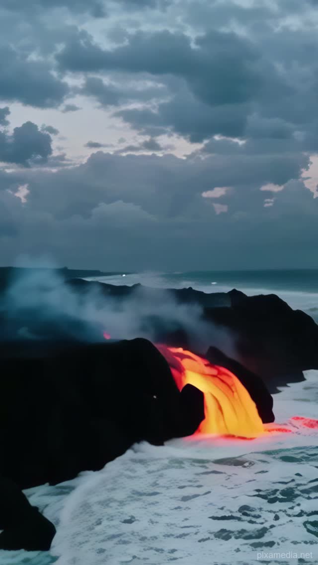 Kilauea's Fiery Embrace - Nature AI stock