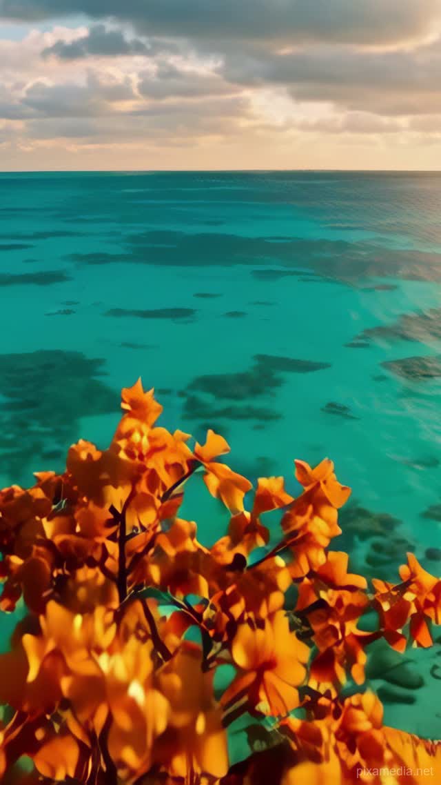 Turquoise Autumn Lagoon - Nature AI stock