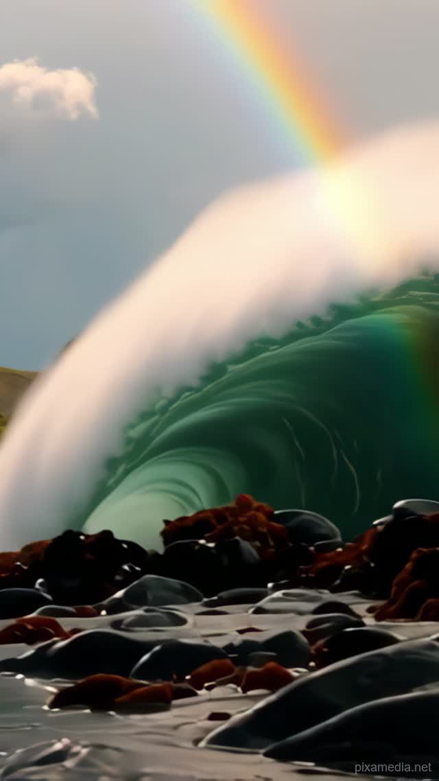 Rainbow Over Stoer's Shattered Wave - Nature AI stock