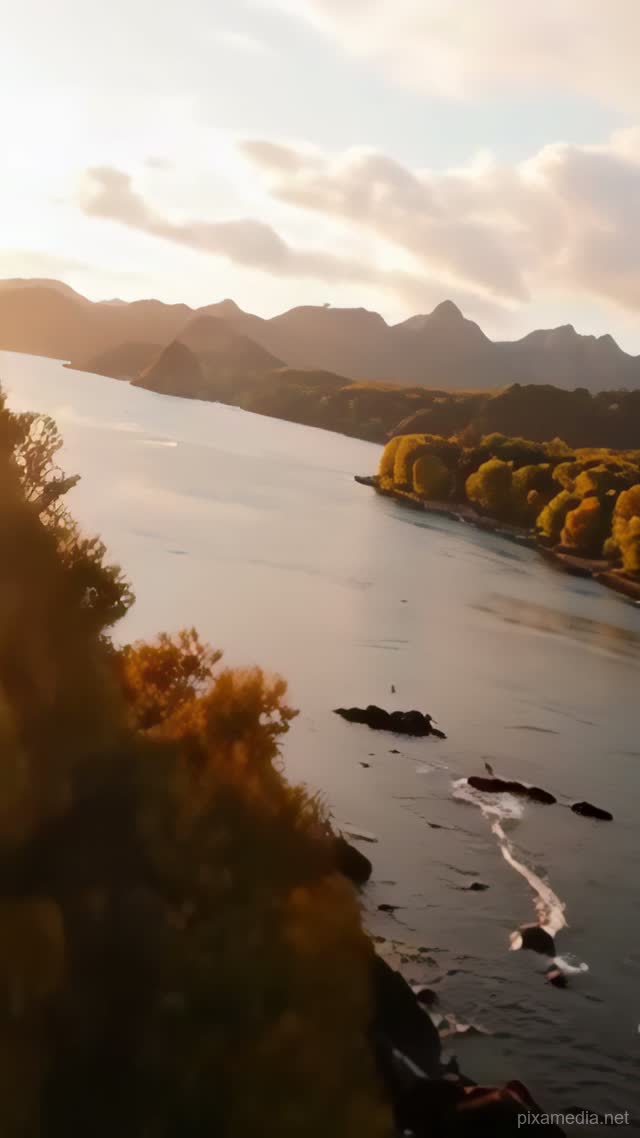 Otter in Autumn Harbor - Nature AI stock