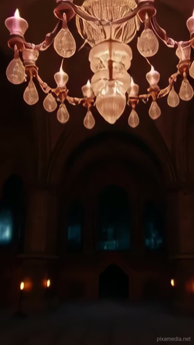 Chandelier Sways in Abandoned Abbey - Paranormal AI stock