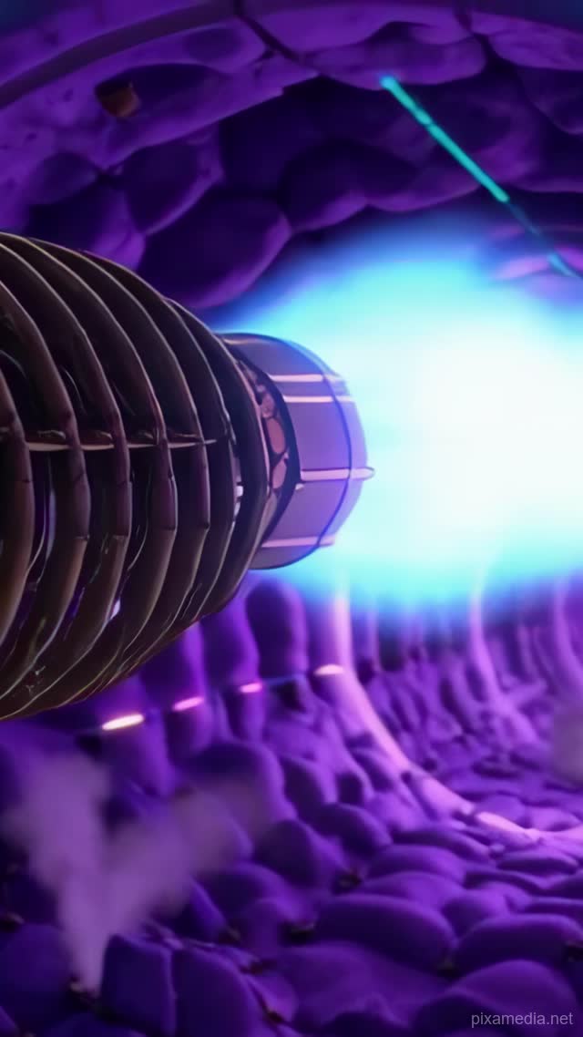 Ion Thruster Fires Beneath Basalt - Sci-Fi AI stock