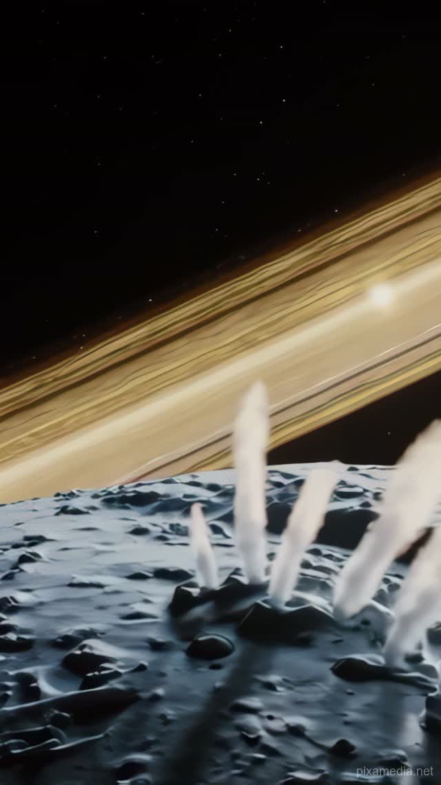 Enceladus Geysers Backlit by Saturn - Space AI stock