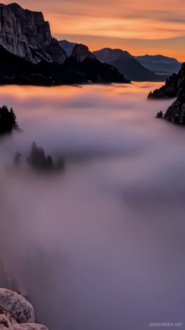 Valley of Rising Mist - Timelapse AI stock