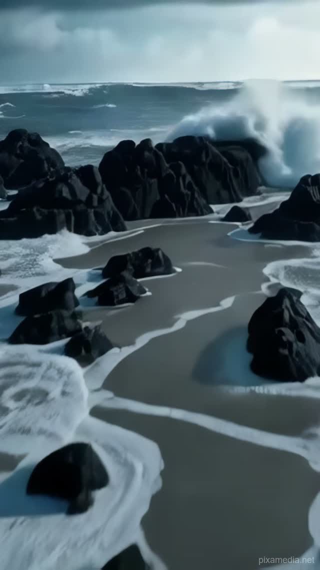 Hurricane Breaker Over Granite - Timelapse AI stock