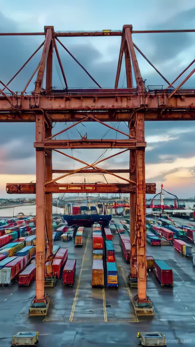 Gantry Crane at Dusk - Timelapse AI stock
