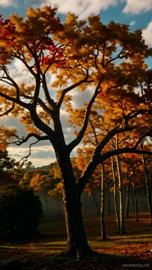 Oak Sheds Its Crimson Crown - Timelapse AI stock
