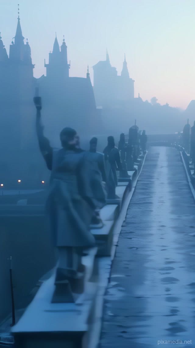 Foggy Charles Bridge - Travel AI stock