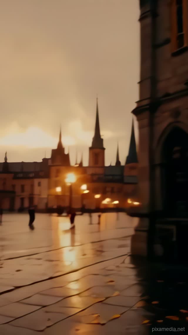 Rain Gilds Prague's Iron Clock - Travel AI stock