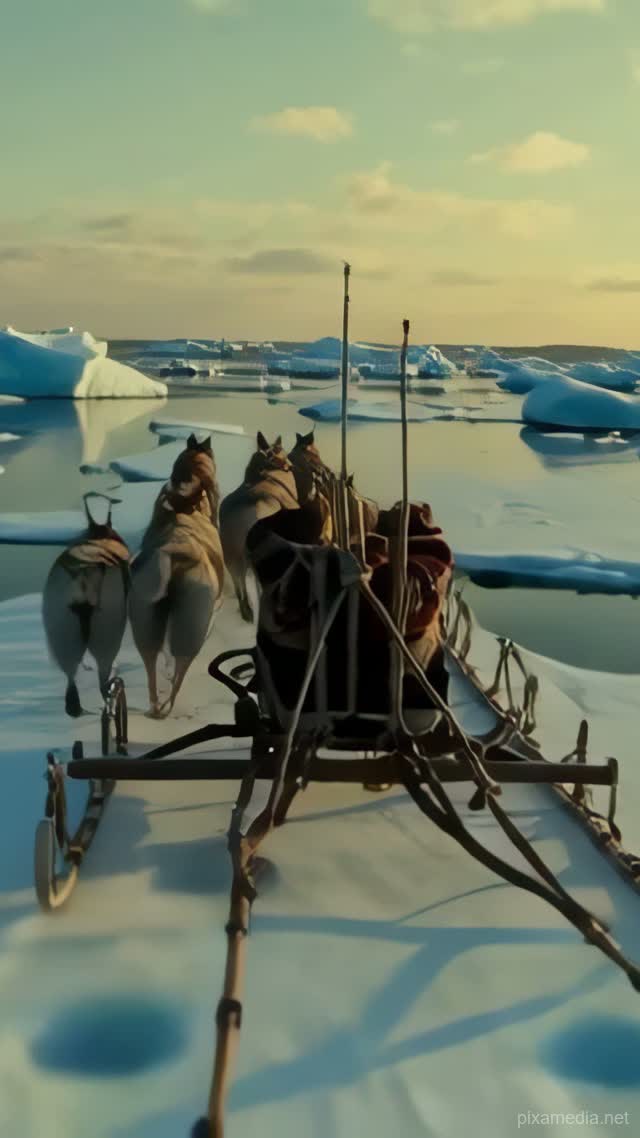 Arctic Sled on Frozen Sea - Vehicles AI stock