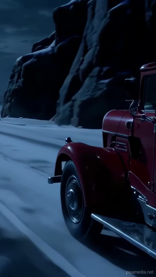 Blizzard Run on Coastal Highway - Vehicles AI stock